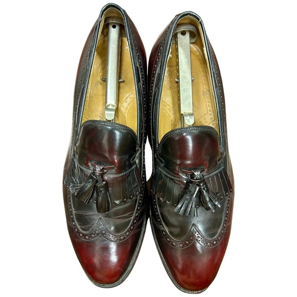 Johnston & Murphy Men’s Tassel Loafers Burgundy Black Leather Wingtip - Picture 1 of 8